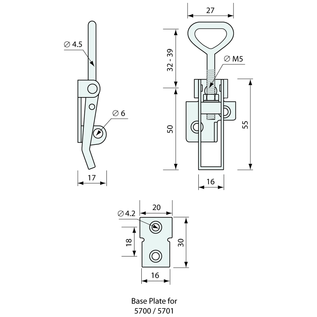 Hold Down Latch Small Non Padlockable Stainless Steel 86mm